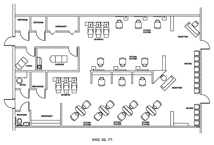 Salon Floor Plan Design Layout - 2422 Square Feet