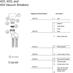 Belvedere 403, 403L, and 404 Vacuum Breaker Parts