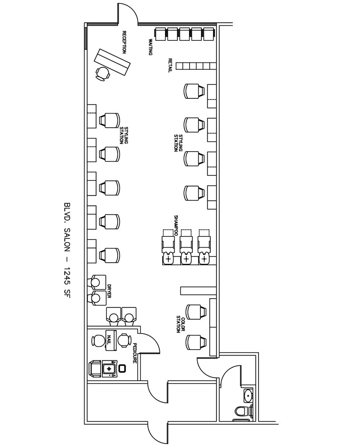 Salon Floor Plan Design Layout - 1245 Square Feet