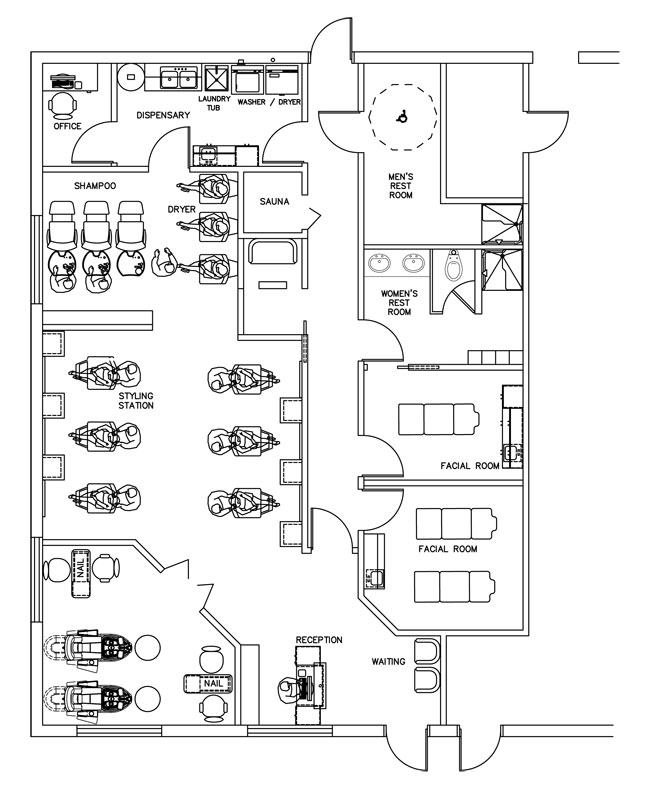 Help with Beauty Salon Floor Plan Design Layout - 1700 Square Foot