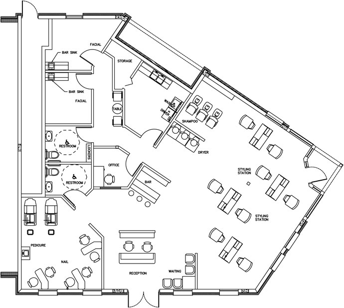 Help with Beauty Salon Floor Plan Design Layout - 2232 Square Foot