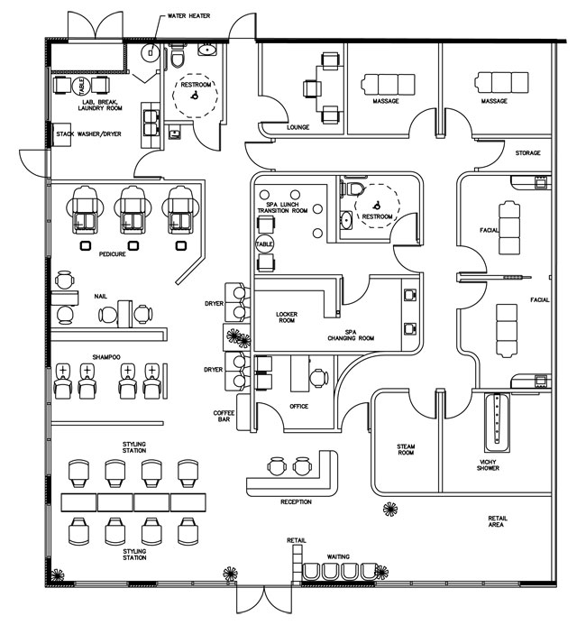 Help with Beauty Salon Floor Plan Design Layout - 3375 Square Foot