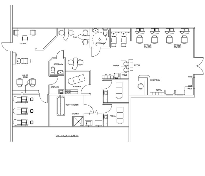 Help with Beauty Salon Floor Plan Design Layout - 2045 Square Foot