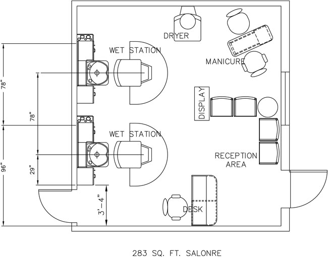 Help with Beauty Salon Floor Plan Design Layout - 283 Square Foot