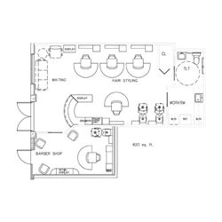 Barber Shop Floor Plan Design Layout - 820 Square Foot