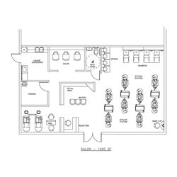 Beauty Salon Floor Plan Design Layout - 1490 Square Foot