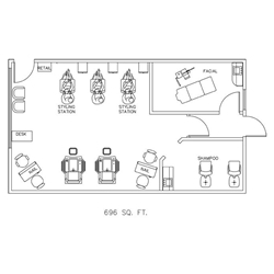 Beauty Salon Floor Plan Design Layout - 696 Square Foot